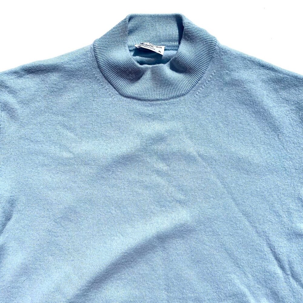 Maus & Hoffman/Zimmerli of Switzerland Wool Mock Turtleneck Sweater Sky Blue L